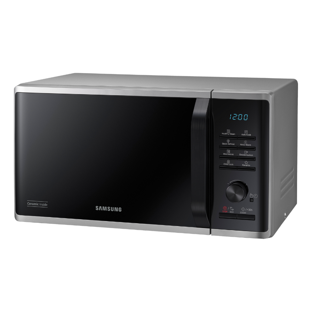 מיקרוגל דיגיטלי סמסונג עם ציפוי קרמי 23 ליטר MS23K3555ES כסוף